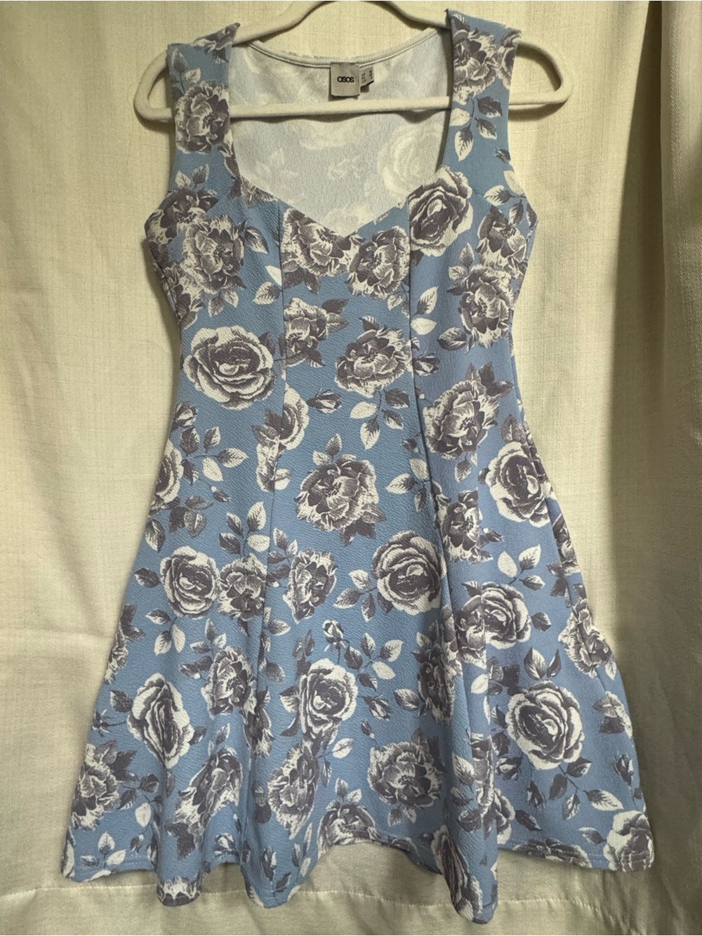 ASOS Blue Rose Floral Fit & Flare Mini Dress US 6